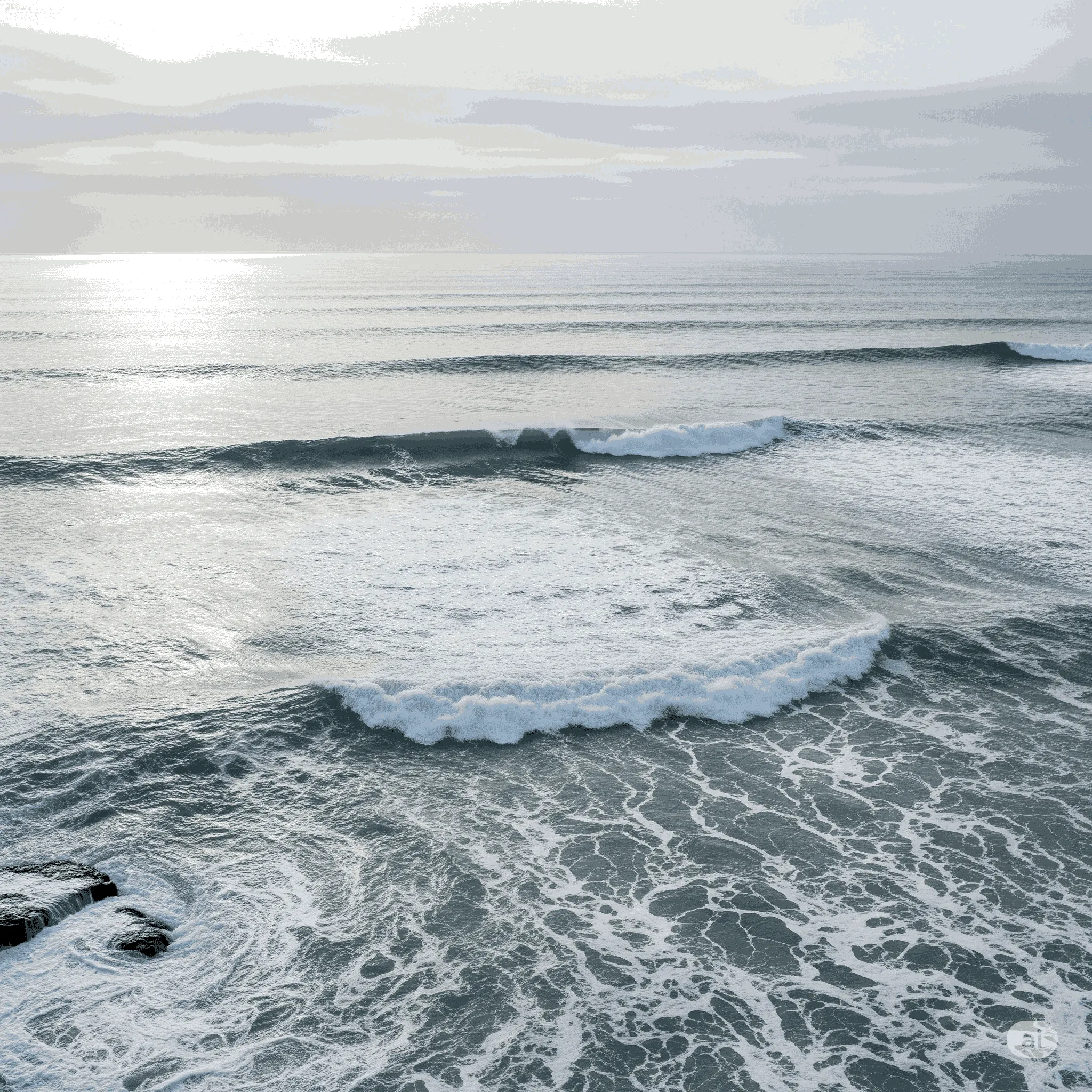Waves washing up on a beach